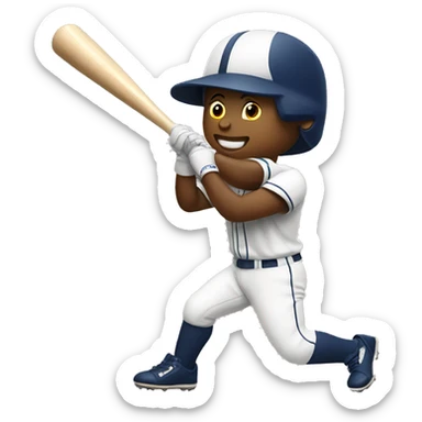 Baseball player swinging bat sticker