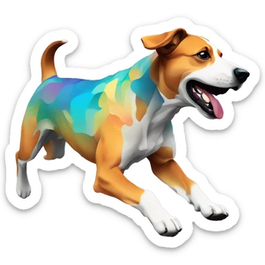 Vector art of a dog running made of vector multicoloured gradient shapes abstract shapes vector art sticker