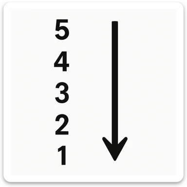 vertical text list with an arrow indicating reversed order sticker
