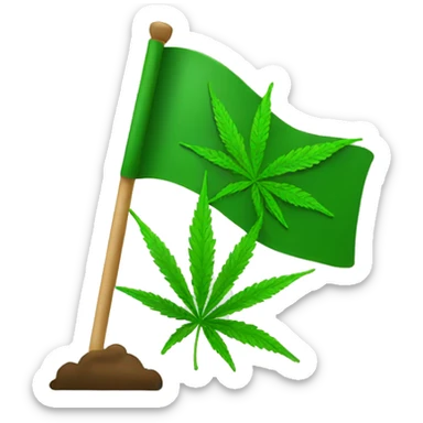 green flag with weed leaf  sticker