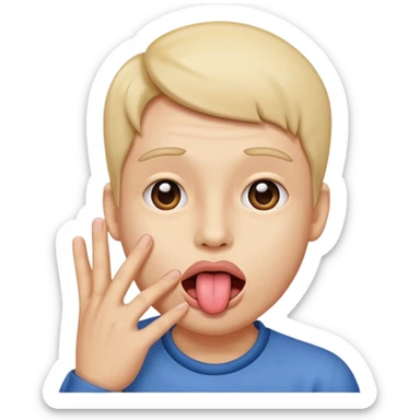 Tongue out hand on the side of face  sticker