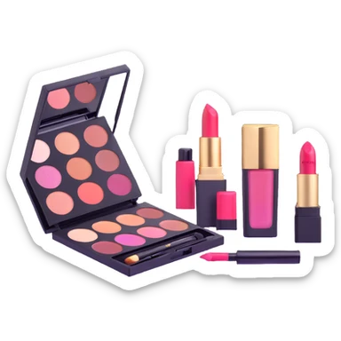 AVON makeup set with lipstick, eyeshadow palette, and mascara sticker