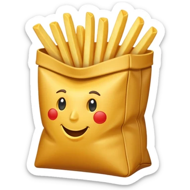 arrow pointing to fries in bag sticker
