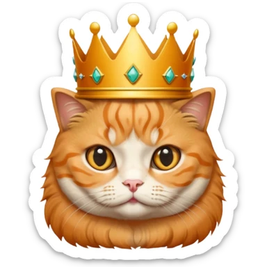Orange Scottish fold with crown, queen  sticker