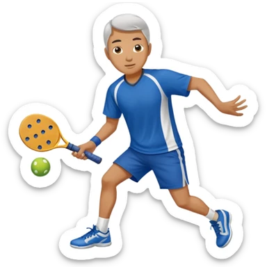 Asian man playing pickleball sticker