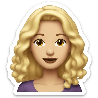 Generate an emoji of a blonde woman with straight, wavy hair and light lips sticker