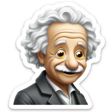 albert einstein with wawing hand and is happy sticker