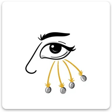 An ethereal eye emitting a golden ray that touches skin cells, showing renewal and regeneration, vitamin A retinol concept sticker