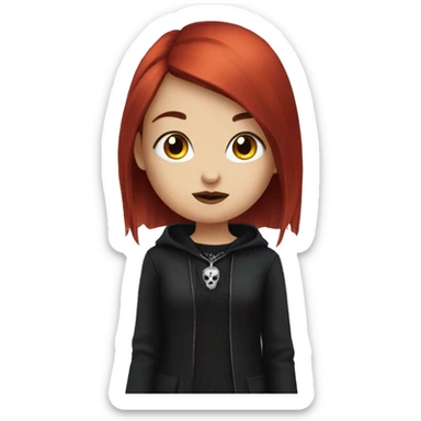 Goth girl with red hair and grey eyes sticker