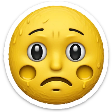 "yellow 3D mewing emoji, sigma sad face, cold phonk style sticker