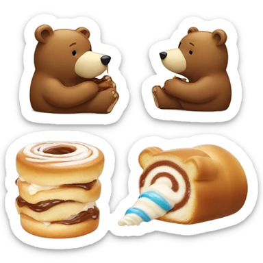 Bear eating a cinnamonroll sticker