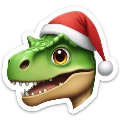 Dinosaur with Santa hat sticker