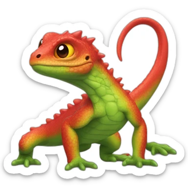 toy red figurine lizard monster cute cartoon sticker