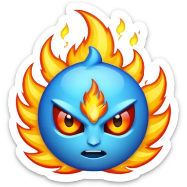 Rayos, centellas y fuego con expresiones de furia extrema azul sticker