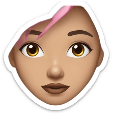 Women with round head with long wavy dark brown hair and long eyelashes dark brown eyes with pink cheeks and pink lips and thick dark brown eyebrows wearing a black hoody, 16 yo sticker