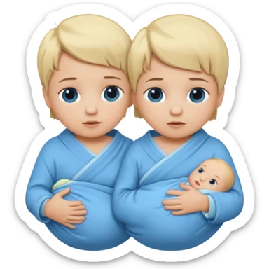 Twin swaddled babies in blue, short blonde hair sticker