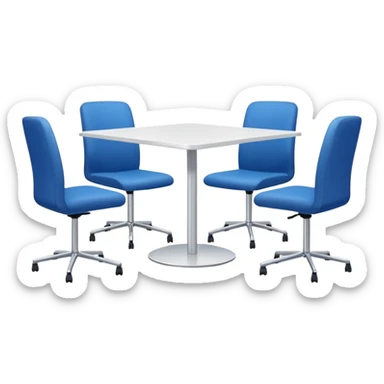 table and three office blue chairs sticker