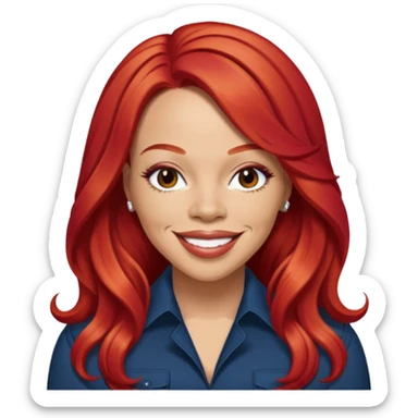 Faith Evans with long red hair sticker