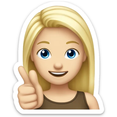 blonde hair blue eyes girl thumbs up  sticker