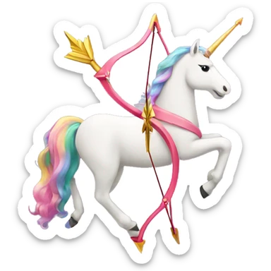 Arrow and bow with an Unicorn holding them sticker