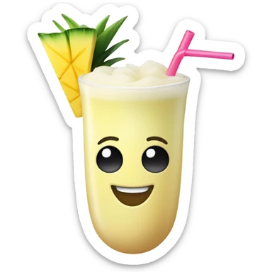 Piña colada with a happy face sticker