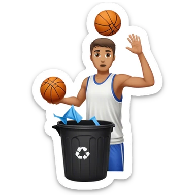 Throwing man in a trash can sticker