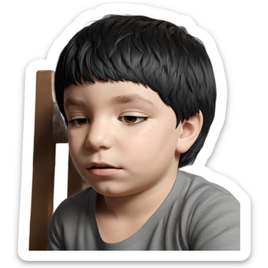 serene boy with black hair sticker
