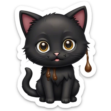 Black kitten with poop sticker