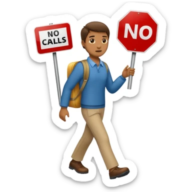 Person walking with sign that says no calls on strike sticker