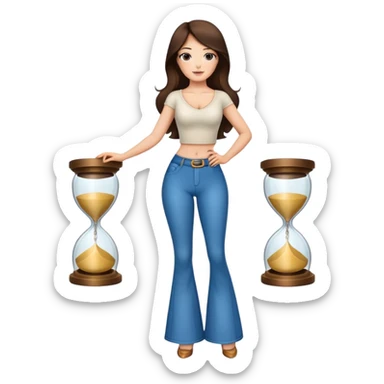 Brunette hourglass figure with bell bottoms sticker