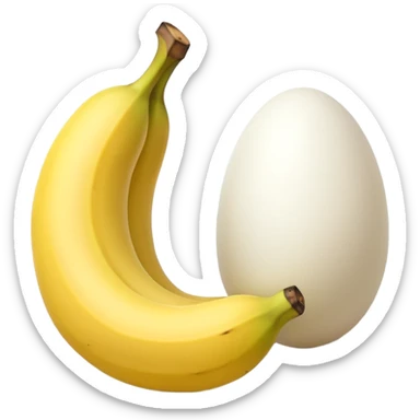 A banana standing between two eggs sticker