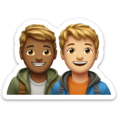 happy boys enjoying nature with Golden Gate Bridge  sticker