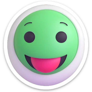 3D smiley emoji, round shape, student experimenting in lab, white coat, green color, curious face sticker