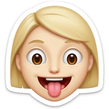 Person with his tongue out and eyes wide open sticker