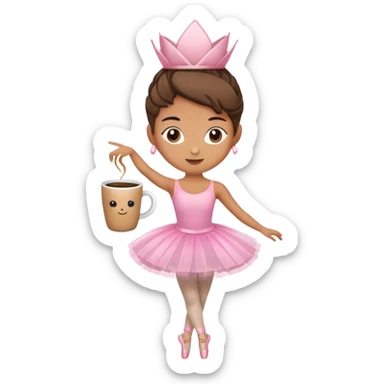 Ballet dancer performing with a coffee mug head sticker