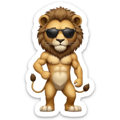 anthropomorphised lion wearing dark sunglasses walking upright sticker