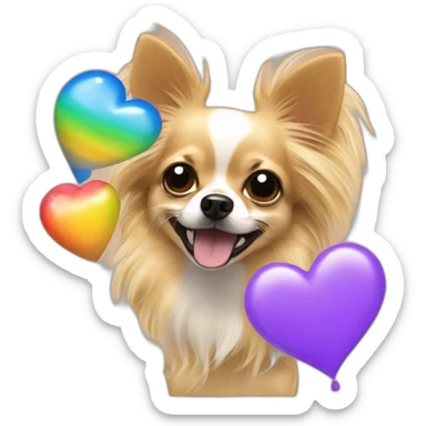 Long hair sand chihuahua playing with a gay couple sticker