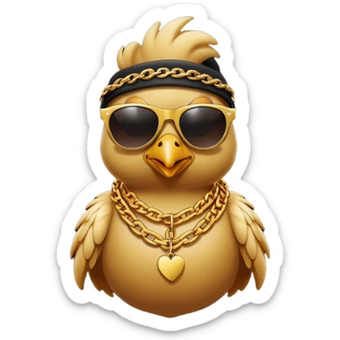 chicken gangster with sunglasses and gold chains sticker