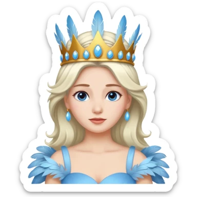 Sky Queen – feather crown + light-blue gown sticker