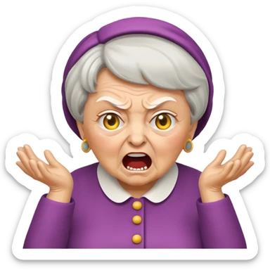 make me an emoji of an angry british granny yelling at a kid for pronouncing a word incorrectly sticker