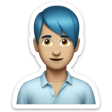 boy with blue hair and receding hairline sticker