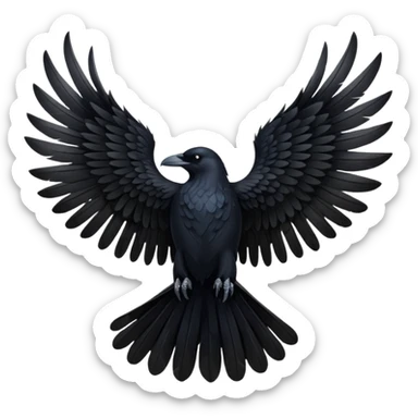 Back of black raven with wings spread sticker