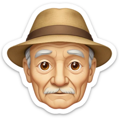 Old man with a hat on sticker