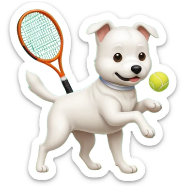 Un chien qui joue au tennis  sticker
