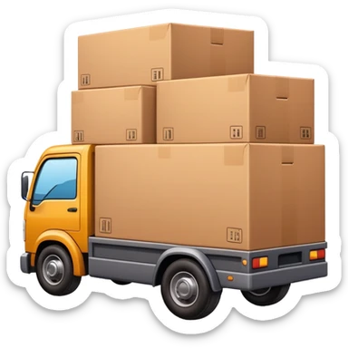 truck with cargo area full of boxes sticker