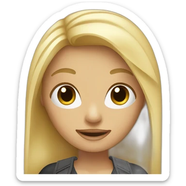 Blond girl with a mic sticker