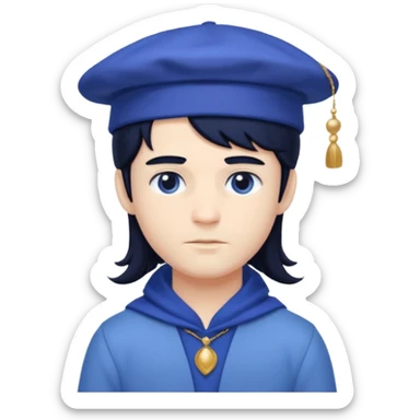 pale blueberry prince with long black hair blueberry hat and clothes sticker