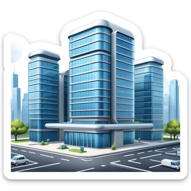 building with computers and devices connected sticker