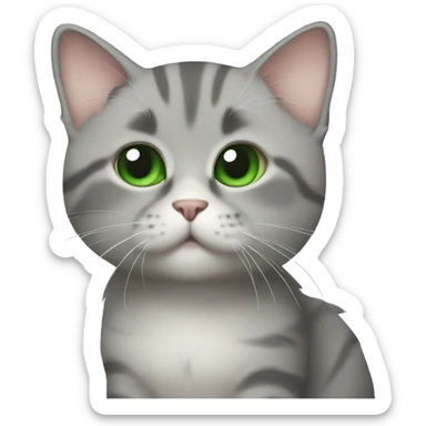 A cute gray munchkin cat with green eyes ￼ sticker