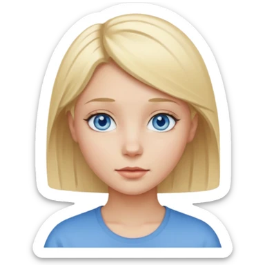 A girl with blue eyes and blond short hair and white skin  sticker